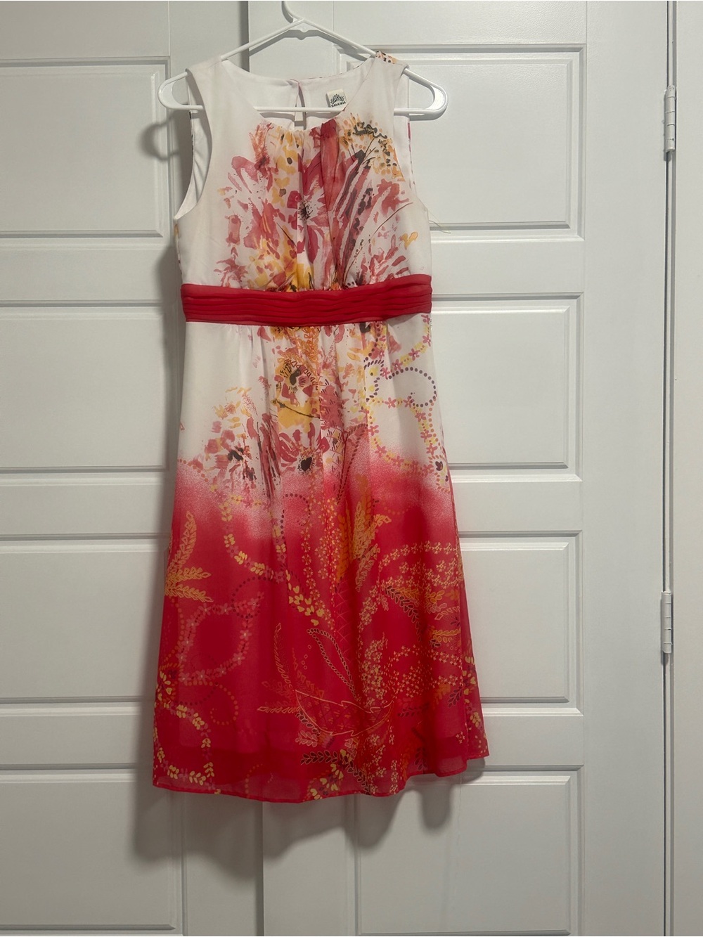 Signature by Sangria Cream and Red Floral Ombre Girls' Party Dress